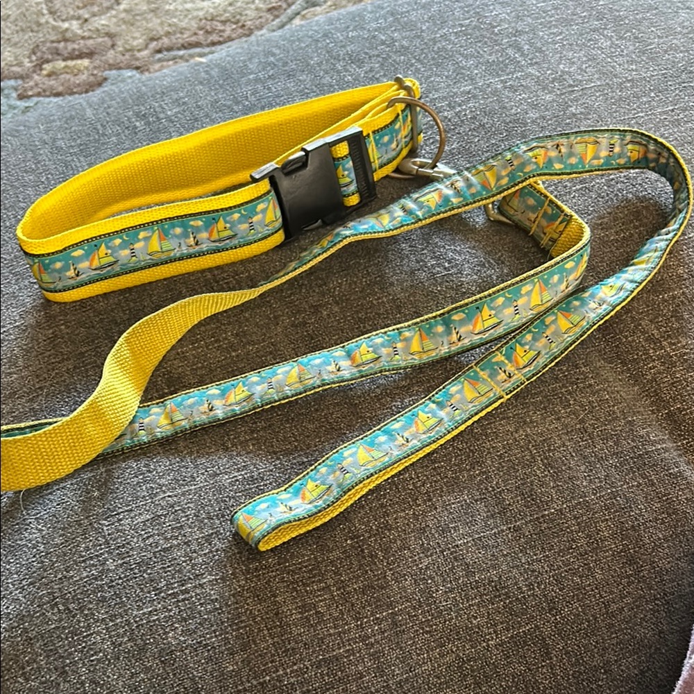 Sailboat Dog Collar & 4ft Leash